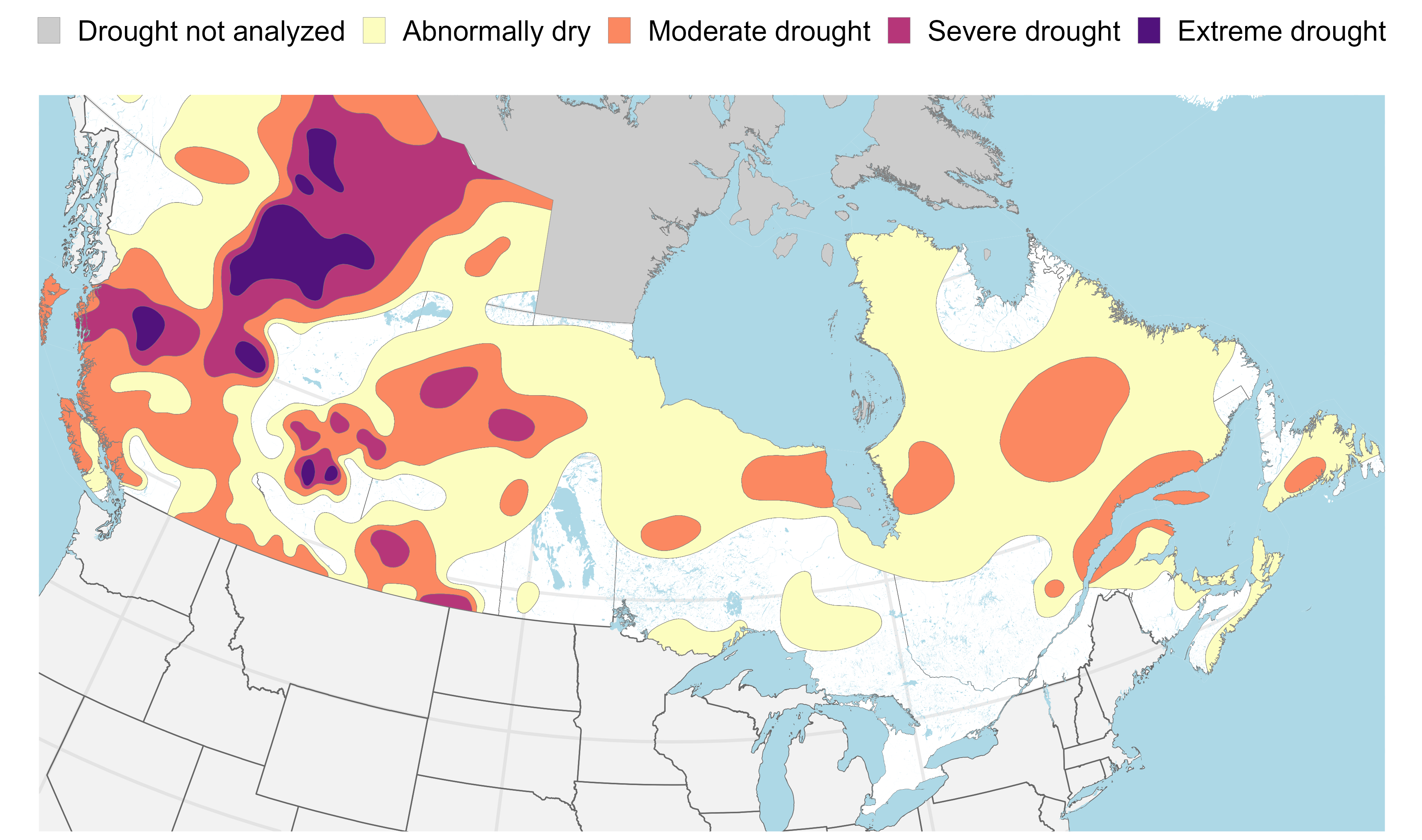 Canadian drought monitor (August 31, 2024)